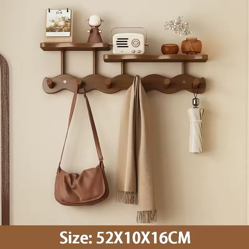 Ripple Bamboo | Wall Mounted Coat Rack with Shelf & Hooks | Minimalist Design for Organized Entryway