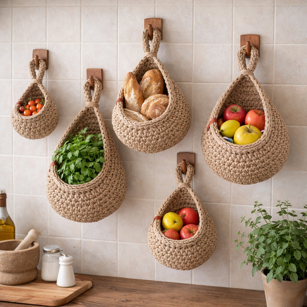 Rustic Jute | Hanging Basket with Breathable Weave | Versatile Wall Baskets for Fruits and Plants