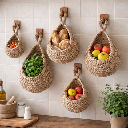 Rustic Jute | Hanging Basket with Breathable Weave | Versatile Wall Baskets for Fruits and Plants