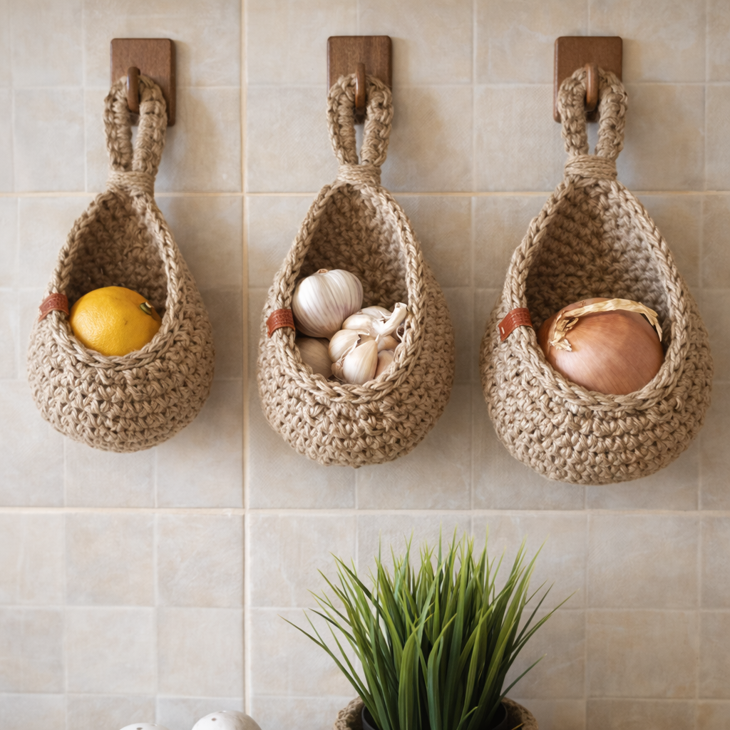 Rustic Jute | Hanging Basket with Breathable Weave | Versatile Wall Baskets for Fruits and Plants