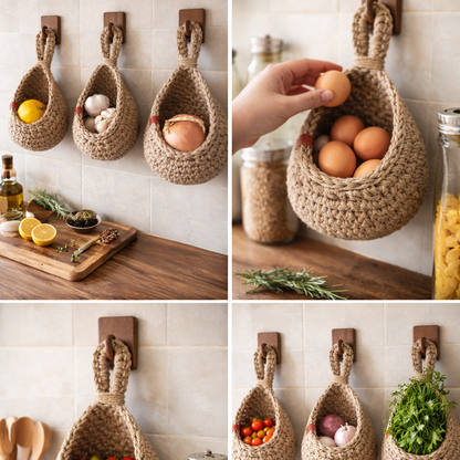 Rustic Jute | Hanging Basket with Breathable Weave | Versatile Wall Baskets for Fruits and Plants