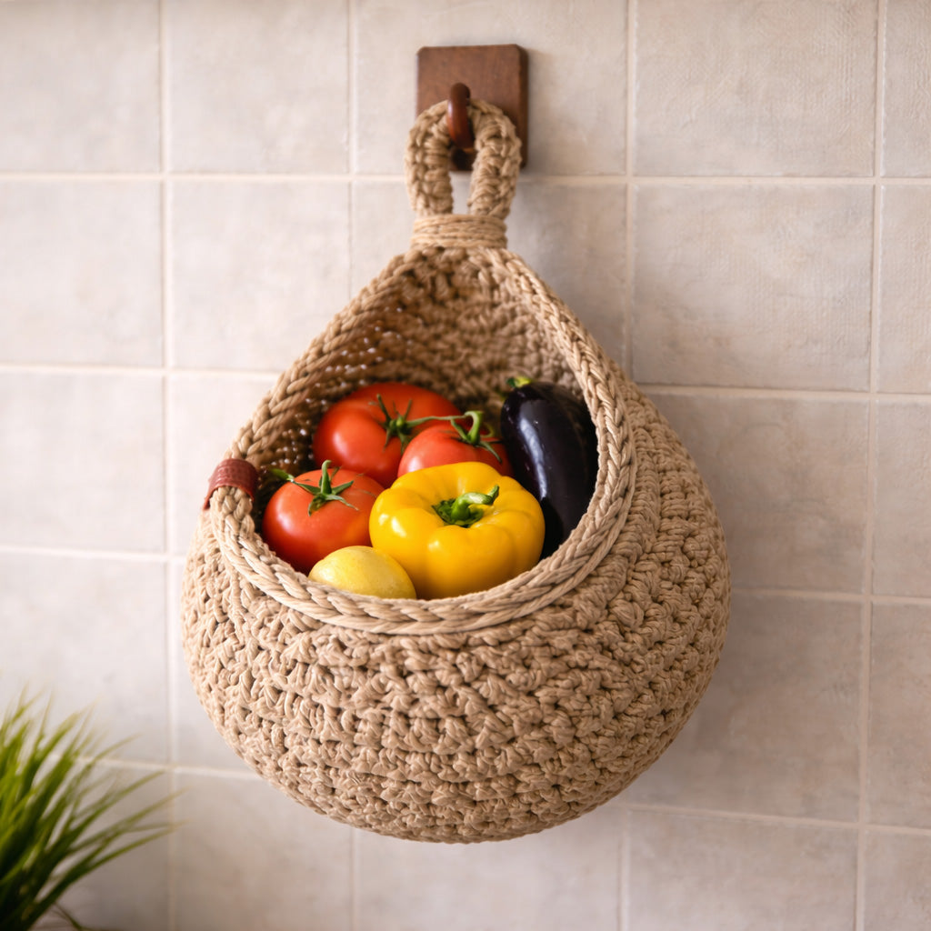 Rustic Jute | Hanging Basket with Breathable Weave | Versatile Wall Baskets for Fruits and Plants