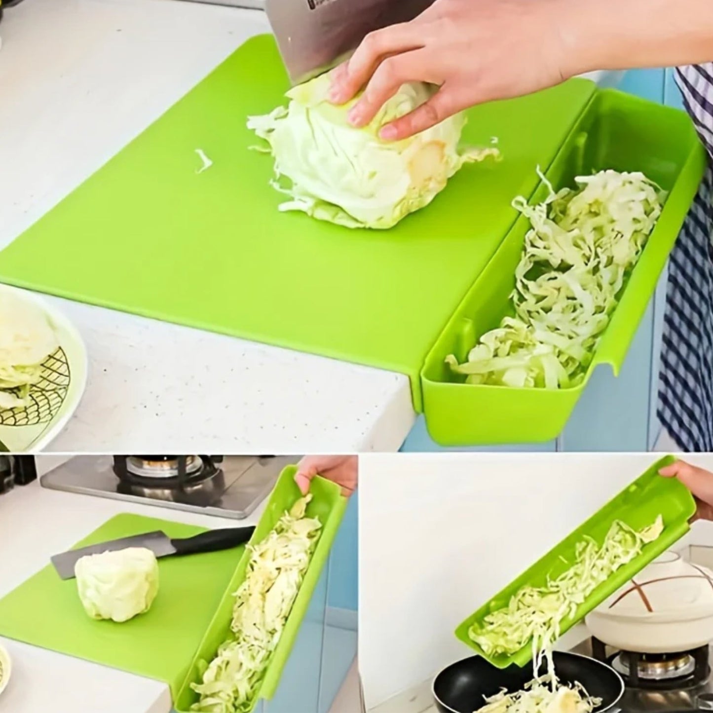 Smart Kitchen Collection | Plastic Cutting Board with Integrated Tray | Foldable Design for Easy Storage