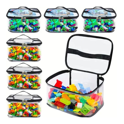 Transparent Toy Storage Bag | Spacious Zipper Organizer with Handle for Easy Cleanup
