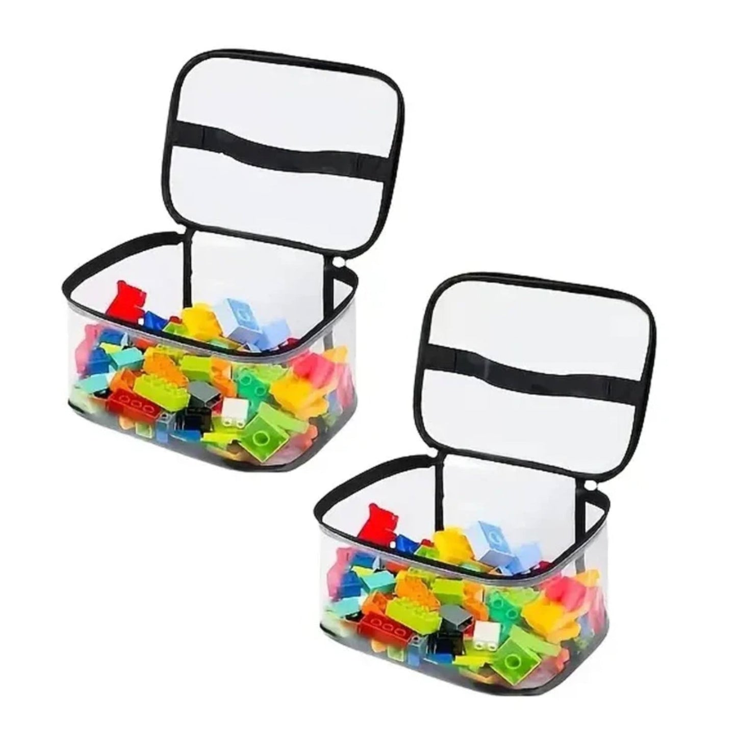 Transparent Toy Storage Bag | Spacious Zipper Organizer with Handle for Easy Cleanup