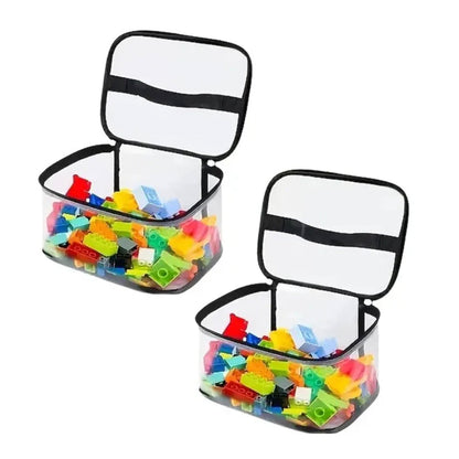 Transparent Toy Storage Bag | Spacious Zipper Organizer with Handle for Easy Cleanup