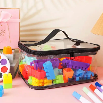 Transparent Toy Storage Bag | Spacious Zipper Organizer with Handle for Easy Cleanup