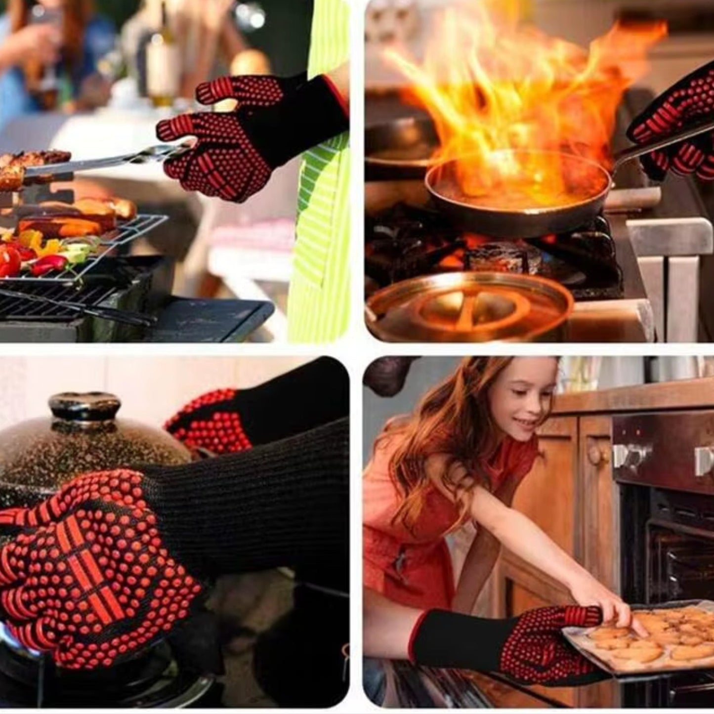 Versatile Silicone BBQ Gloves | Heat-Resistant Non-Slip Grip for Safe Cooking